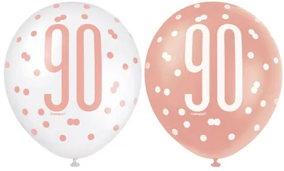 Produktbild von 6 Luftballons roségold Zahl 90