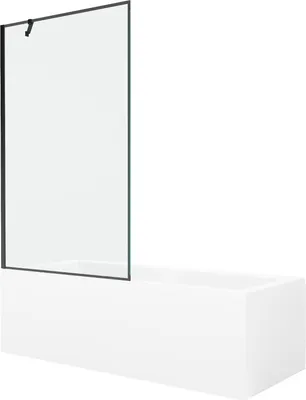 Zdjęcie produktu dla Wanna Mexen Cubik 160x70 cm z obudową i parawanem, czarna 1-skrzydłowa