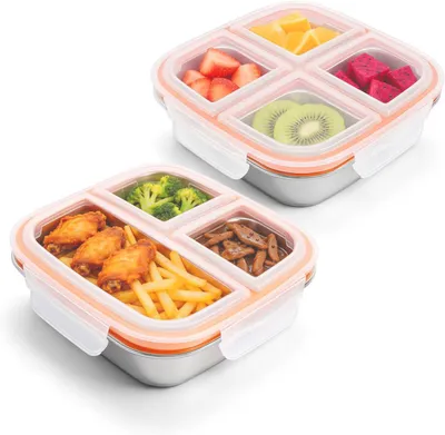 Zdjęcie produktu dla Lunchbox – zestaw 2 sztuk – pojemność 1200 ml – stal nierdzewna – szczelny – bez BPA