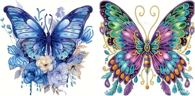 Produktbild von Diamond Painting Set - Schmetterling Motiv - Bastelset für Erwachsene und Kinder - 2 Stück