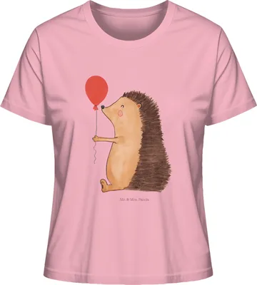 Produktbild von Mr. & Mrs. Panda baumwollshirt Igel Luftballon Größe S - Baumwolle Pink - Geschenk, Happy Birthday, Herzlichen Glückwunsch, Ballon, damen shirt, Oberteil, Geburtstag, Basic