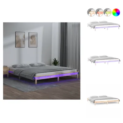 Immagine prodotto di vidaXL Letto in legno massiccio con LED 140x190 cm - Letti e strutture letto