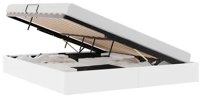 Image de Lit de Rangement Blanc pur 183 x 213 cm Simili cuir