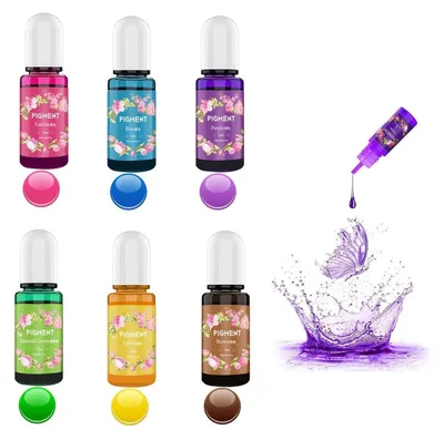 Obrázok produktu pre Sada tekutých farieb na sviečky, 6 farieb, vhodná na sójový vosk a včelí vosk, pre vlastnú výrobu, 10 ml v každej fľaštičke