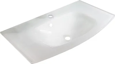 Produktbild von FACKELMANN Waschbecken LUGANO / Waschtisch aus Glas / Maße (B x H x T): ca. 80 x 16 x 46 cm / hochwertiges, geschwungenes Waschbecken für das Badezimmer / Farbe: Weiß-Transparent / Breite 80 cm