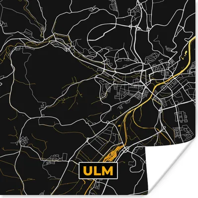 Produktbild von MuchoWow® Poster Ulm - Gold - Stadtplan - Karte - Deutschland 75x75 cm - Wand Dekoration