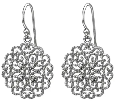 Produktbild von Ohrhänger aus 925 Silber mit 8 weißen Zirkonia Ohrringe Ohrschmuck mit Ornament