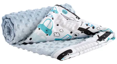 Produktbild von Babydecke für babys Baumwolle, 75x100, Cars mit hellblau Minky