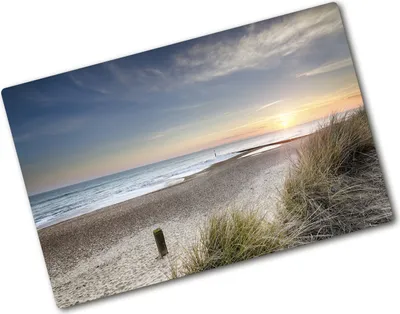 Produktbild von Tulup Glas Herdabdeckplatte - 80x52 cm - Glaskeramikkochfeld-Abdeckung Spritzschutz Glasabdeckplatte - Einteilig - Landschaften - Sonne und Dünen - Beige
