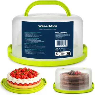 Image de Boîte à gâteaux WELLHAUS verte 25 x 21 x 12,5 cm – Boîte de transport avec couvercle