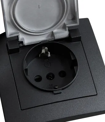 Produktbild von 12er-Pack Schutzkontakt-Steckdose McPower "Flair", 250V/16A, UP, Klappdeckel, IP44, anthrazit, matt