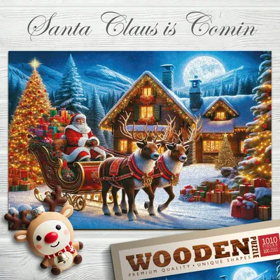 Zdjęcie produktu dla WoodenCity. Mikołaj. Drewniana układanka, 1000 elementów, z figurkami