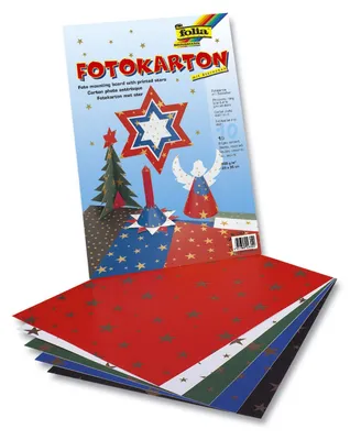 Produktbild von Folia 5800 Fotokarton "goldene Sterne" - 50x70cm, weiß