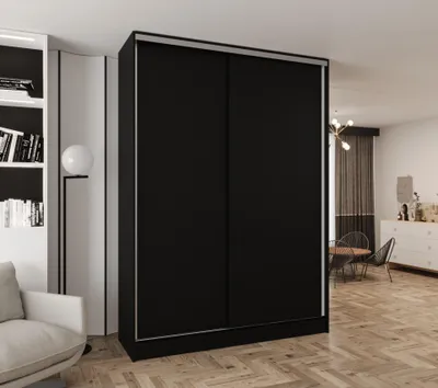 Produktbild von Schwebetürenschrank 2-türig 160x250x58 cm Schwarz – Moderner Kleiderschrank für Schlafzimmer und Flur
