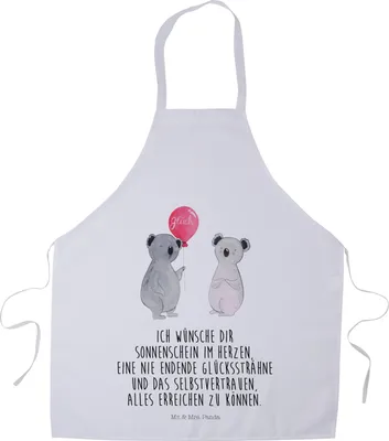 Produktbild von Mr. & Mrs. Panda Schürze Koala Luftballon - Weiß - Geschenk, Kochkleidung, Kochschürze, Geburtstag, Grillschürze, Party, Arbeitsschürze, Backschürze