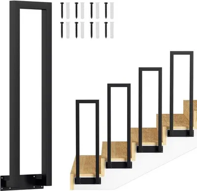 Immagine prodotto di Ringhiera nera, 110 cm, montaggio laterale, barra di sicurezza, colore nero