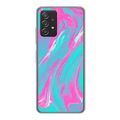 Produktbild von MuchoWow® Handyhülle Schutzhülle Hülle für Samsung Galaxy A33 5G Kunst - Rosa - Blau - Psychedelisch Silikon Softcase Handy Hülle - Kartenhalter