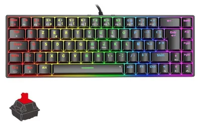 Zdjęcie produktu dla Klawiatura gamingowa, mechaniczna, kompaktowa, 69 klawiszy, podświetlenie RGB Rainbow, funkcja anty-ghostingu
