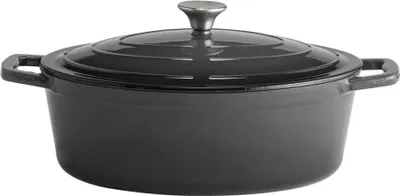 Produktbild von APS 88309 Bräter mit Deckel 5 STARS, Gusseisen, induktionsgeeignet, ofenfest, inkl. Deckelhalter, 33 x 25 cm, 5 Liter, anthrazit