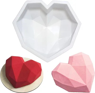Produktbild von Diamant Herz Silikon Kuchen Form Silikon Backform Herz Kuchenform Herz Silikonform in Herzform Schokoladenform Silikonform Herzchen Eiswürfelform Nonstick Herz Muffinform für Kuchen Seifenformen