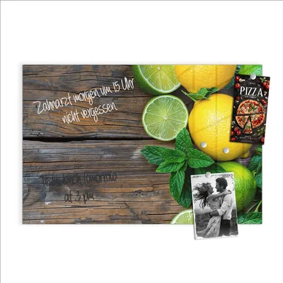 Produktbild von Magnettafel 60x40cm Pinnwand Whiteboard beschreibbar - Zitrusfruechte Holz