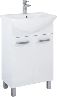 Produktbild von VBChome Badmöbel 55x44x84 cm Weiß Waschbecken mit Hahnloch Badezimmerschrank 2 Türen Soft Close System Modern