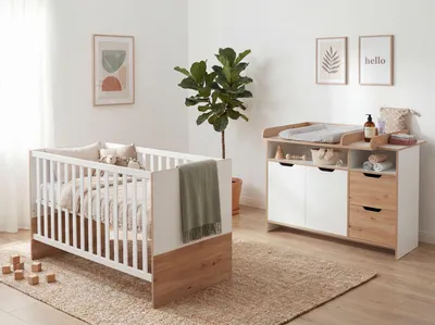 Image de Set de chambre de bébé Maxim 2 pièces XXL - Commode à langer, lit bébé 70 x 140 cm Soft-Close