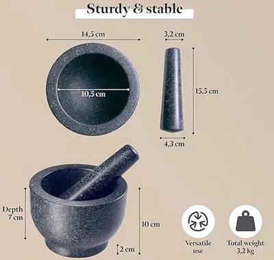 Produktbild von Famanu Mörser und Stößel - Granit, stabil und vielseitig einsetzbar