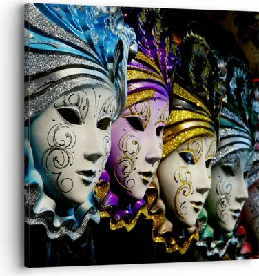 Produktbild von Bild auf Leinwand - Leinwandbild - Abstrakt Maske Feder Festival - 30x30cm - Wand Bild - Wanddeko - Leinwanddruck - Bilder - Kunstdruck - Wanddekoration - Leinwand bilder - Wandkunst - AC30x30-2105