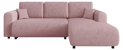 Produktbild von NELLY Ecksofa mit Schlaffunktion und Bettkasten, L-Form, Maß 260 x 193 cm - Cord Rosabeige