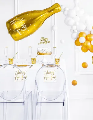 Immagine prodotto di Palloncino in foil Happy New Year bottiglia di champagne Capodanno 82cm