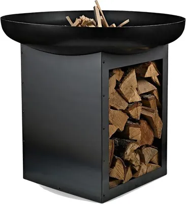Imagen del producto de Braseros, brasero de 80 cm de diámetro: estufa para jardín, terraza y balcón, recipiente para fuego y cesta para fuego (73 cm de altura)