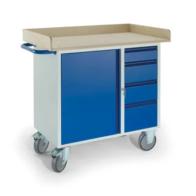 Produktbild von Rollcart Werkstattwagen blau 4 Schubladen