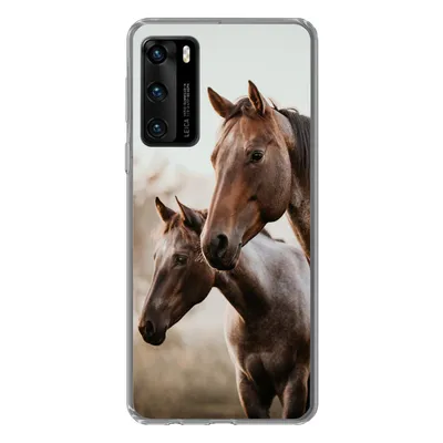 Produktbild von MuchoWow® Handyhülle Schutzhülle Hülle für Huawei P40 Pferde - Natur - Braun Silikon Softcase Handy Hülle - Handytasche
