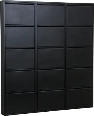 Image de Pisa Armoire à chaussures avec 15 casiers/portes en métal noir. Livrée entièrement montée.
