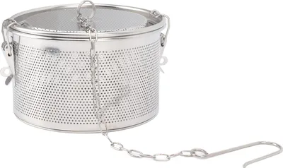 Image de Passoire à assaisonnement avec chaîne de suspension Boules à thé en acier inoxydable Filtre Panier de séparation pour assaisonnement de soupe Diamètre 16 cm/6,3 pouces