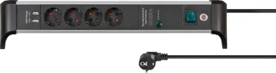 Produktbild von Brennenstuhl 1391020410, 1,8 m, Drinnen, Abgewinkelt, IP20, Schwarz, Silber, 4 AC-Ausgänge