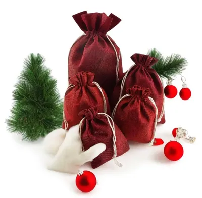 25 Jutesäckchen Adventskalender rot 13x18 cm