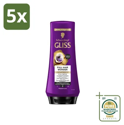 Imagen del producto de 5 unidades de acondicionador Gliss Full Hair Wonder, 200 ml cada uno, pack ahorro