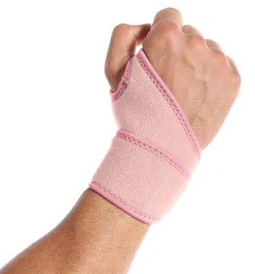 Image de Bandage pour poignet, doublure respirante, fermeture velcro, nylon résistant, sangle de compression souple et confortable pour les sports de plein air, rose
