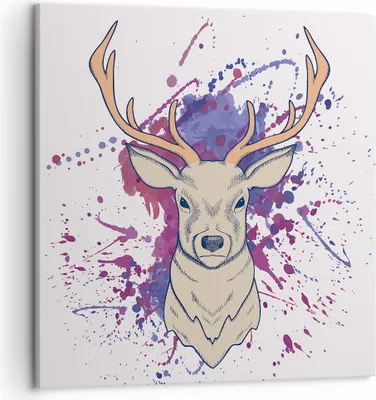 Produktbild von Bild auf Leinwand - Leinwandbild - Hirsch Abstraktion - 50x50cm - Wand Bild - Wanddeko - Wandbilder - Leinwanddruck - Bilder - Kunstdruck - Wanddekoration - Leinwand bilder - Wandkunst - AC50x50-3691