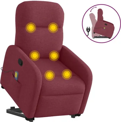 Produktbild von Massagesessel mit Aufstehhilfe Weinrot Stoff