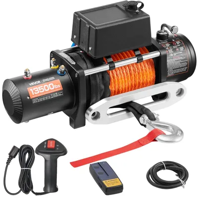 Obrázek produktu pro VEVOR Elektrický naviják, naviják pro nákladní vozidla 13 500 lb. 12 V DC s Φ3/8" x 80 ft. Syntetické lano, hliníkové vedení lana, bezdrátové a kabelové dálkové ovládání, vodotěsnost IP55