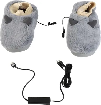 Immagine prodotto di Pantofole riscaldate USB Peluche Temperatura regolabile Riscaldamento Antiscivolo Scaldapiedi Invernale per Uomo