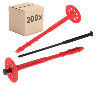 Produktbild von PROTEKTOR Dämmstoffdübel 200 Stück Ø10x240mm mit Kunststoffnagel für WDVS und zur Befestigung von Fassadendämmung, ETA-e Schlagdübel Fassadendübel Tellerdübel für alle Nutzungskategorien
