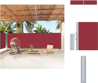 Produktbild von vidaXL Seitenmarkise Ausziehbar Rot 180x1000 cm -  Sonnenschirme & Sonnenschutze