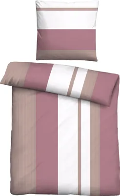 Produktbild von Traumhaft schlafen - Castell - Markenbettwäsche Feinbiber Bettwäsche 0350443 LÄNGSSTREIFEN color: altrosa, size: 1x 155x220 cm + 1x 80x80 cm