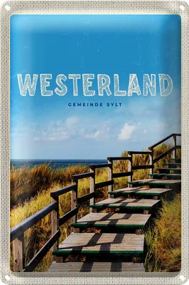Produktbild von Blechschild Reise 20x30cm Westerland Gehweg am Strand Meer Trip