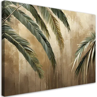 Produktbild von Leinwandbild Tropische Palmen 120x80 Feeby Beige bild für die wand bereit zum aufhängen