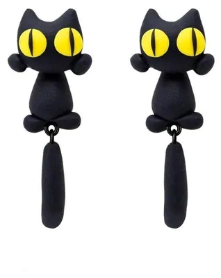 Produktbild von Binoster Ohrstecker mit schwarzer Katze, für Damen und Mädchen, Cartoon-Katzen-O